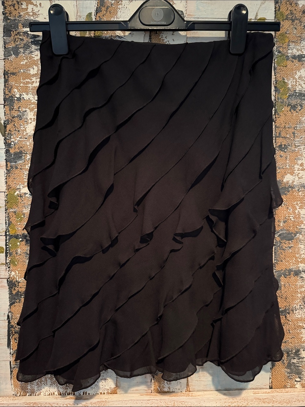 Talbots Black Ruffle Midi Skirt